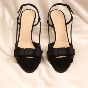 Kate Spade ♠️ Black Slingback Satin Bow Heels
